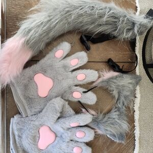 Gray and Pink Furry Costume Set